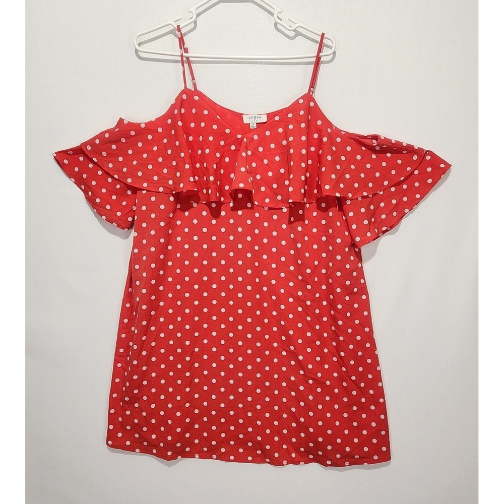 Umgee Women's Casual Freshy Red Polka Dot Dress Size M